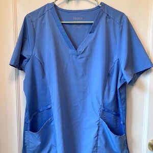 Prettiest Periwinkle blue SCRUB TOP Hanes XL stretchy and comfortable